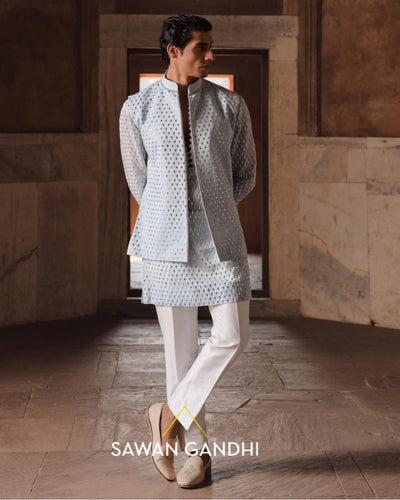 Dusky Blue Nehru Kurta Set