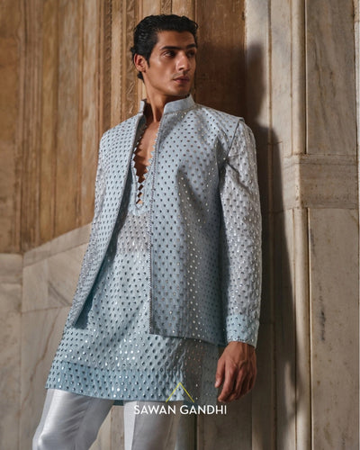 Dusky Blue Nehru Kurta Set
