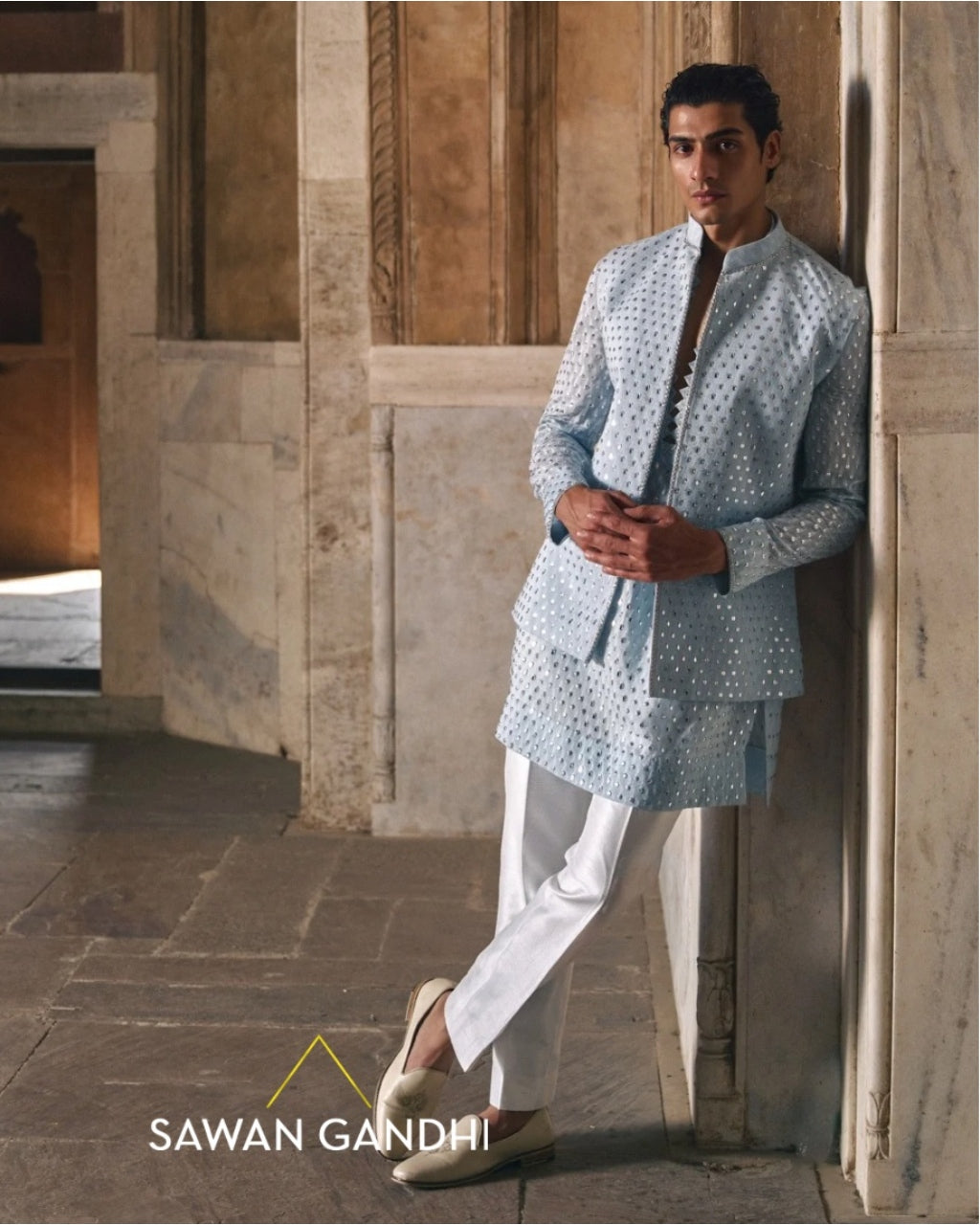 Dusky Blue Nehru Kurta Set