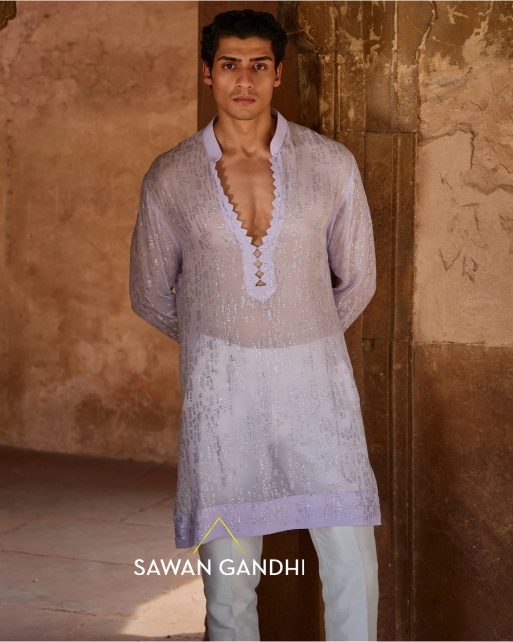 Lilac Swarovski Kurta Set