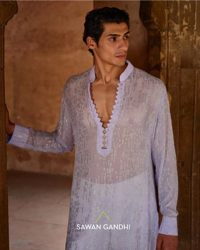 Lilac Swarovski Kurta Set