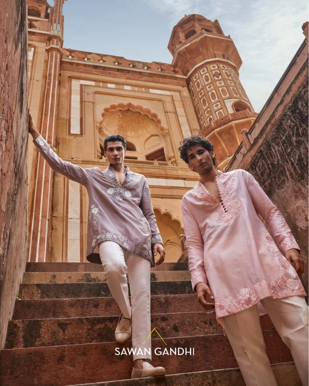 Blush Pink Floral Appliqué Kurta Set