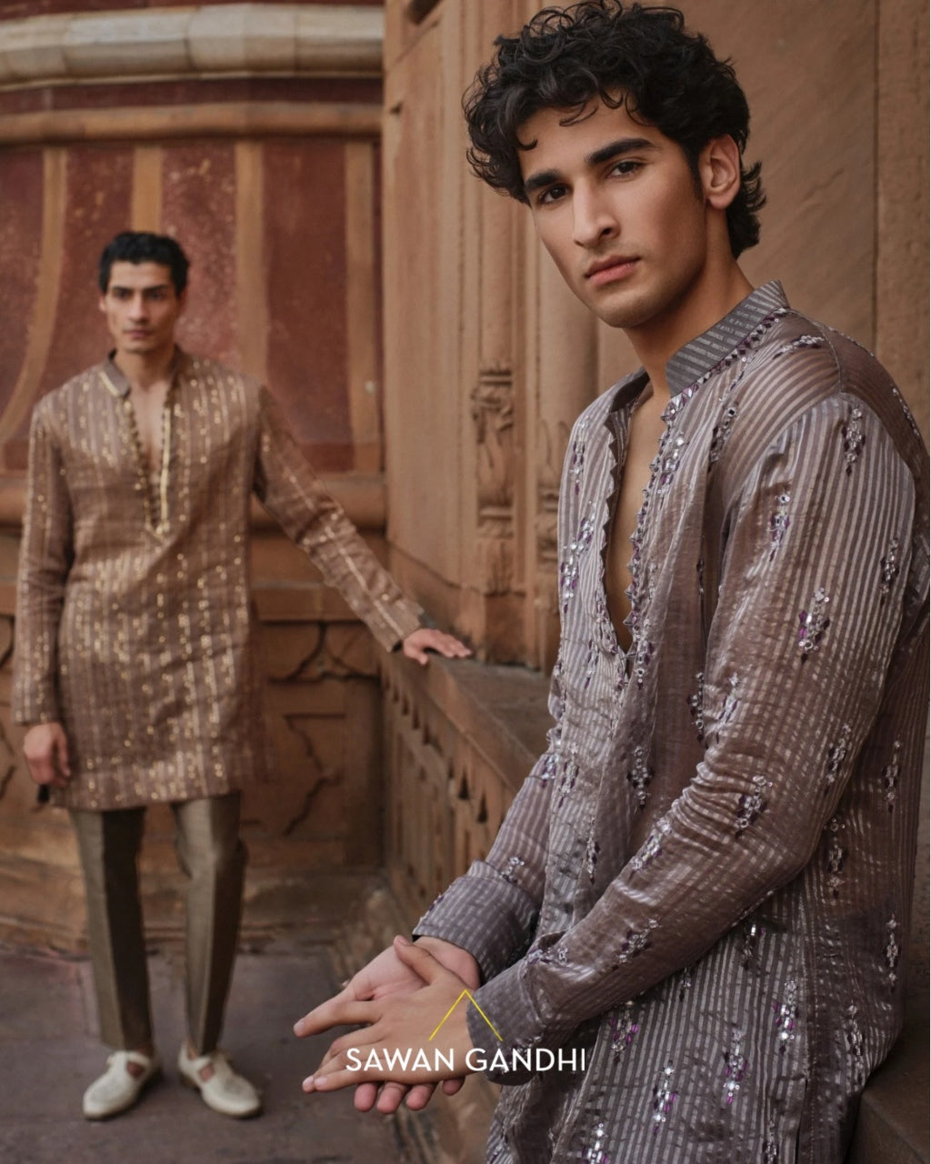 Muted Mauve Tissue Kurta Set