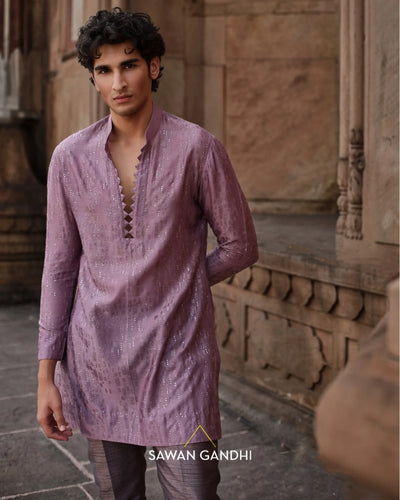 Dusty Mauve Chanderi Swarovski Kurta Set