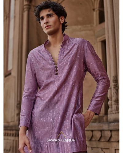 Dusty Mauve Chanderi Swarovski Kurta Set
