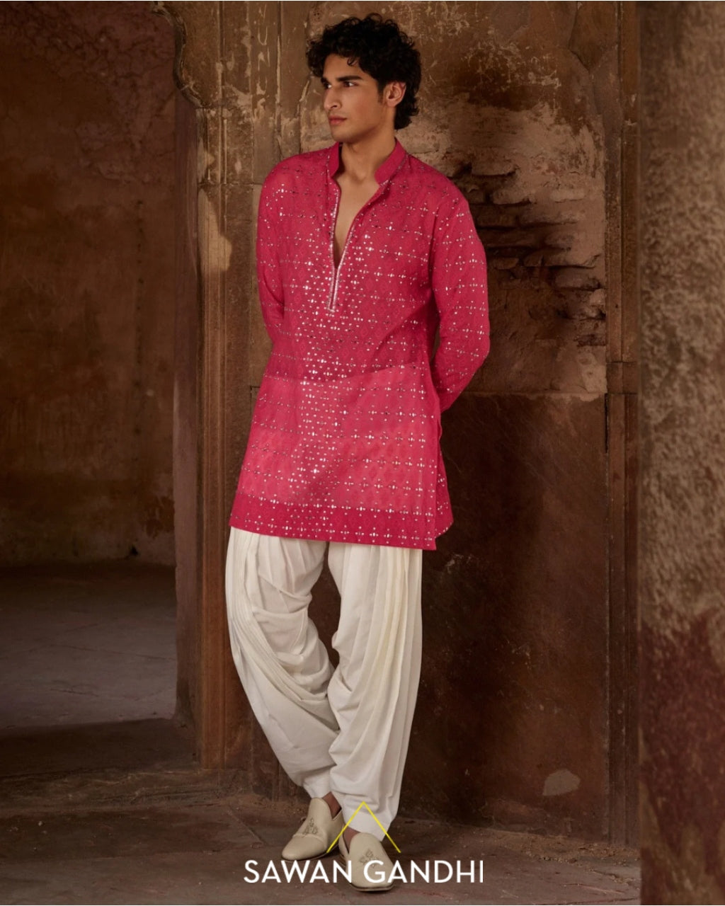 Hot Pink Mirror Kurta Set