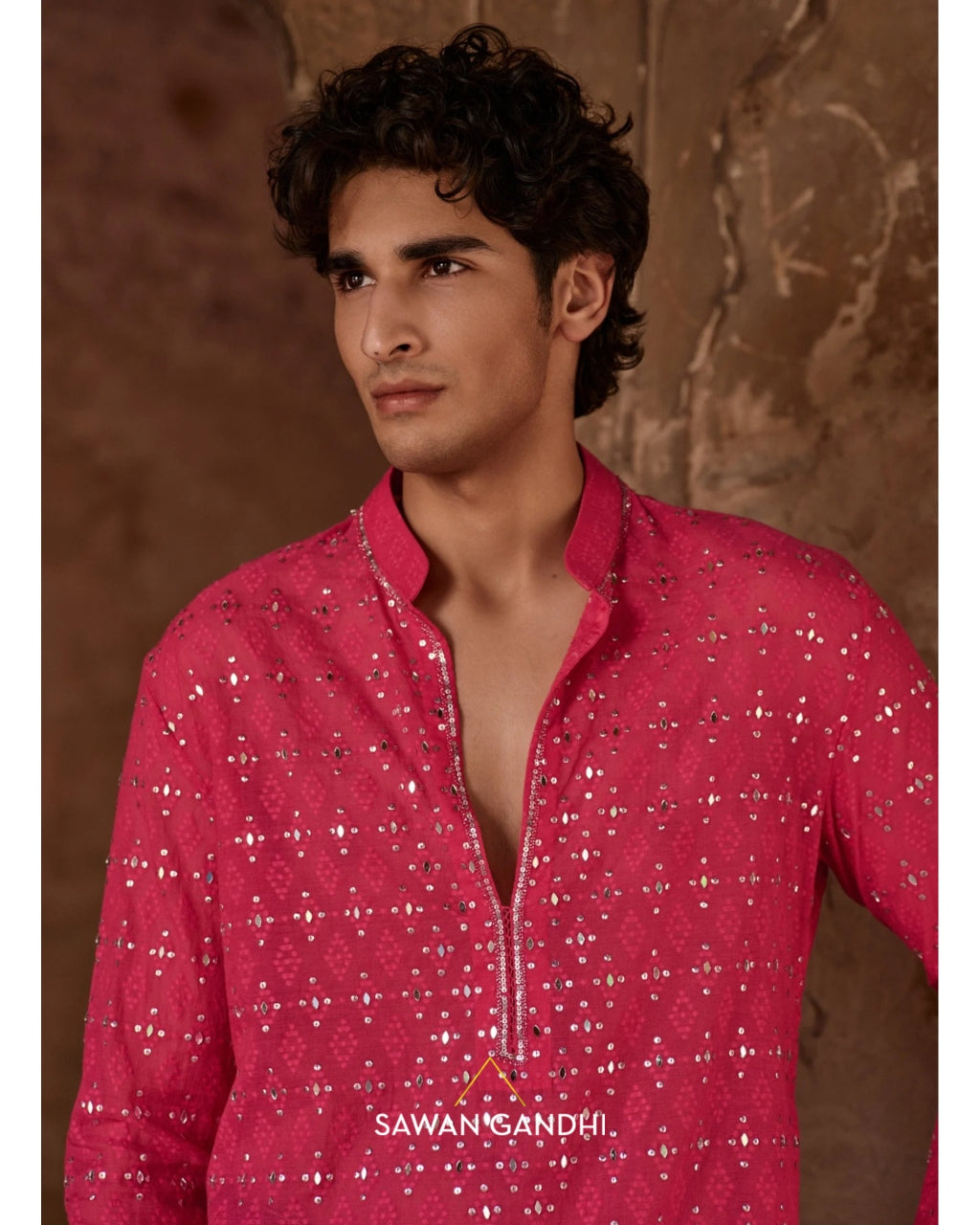Hot Pink Mirror Kurta Set