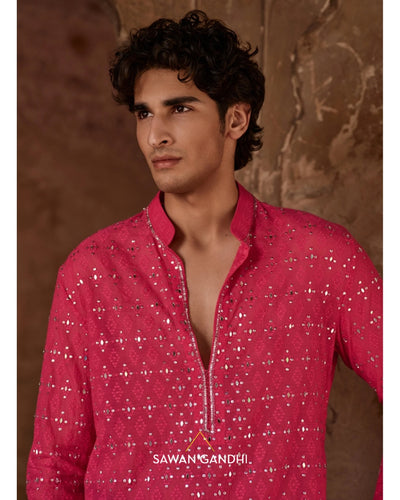 Hot Pink Mirror Kurta Set