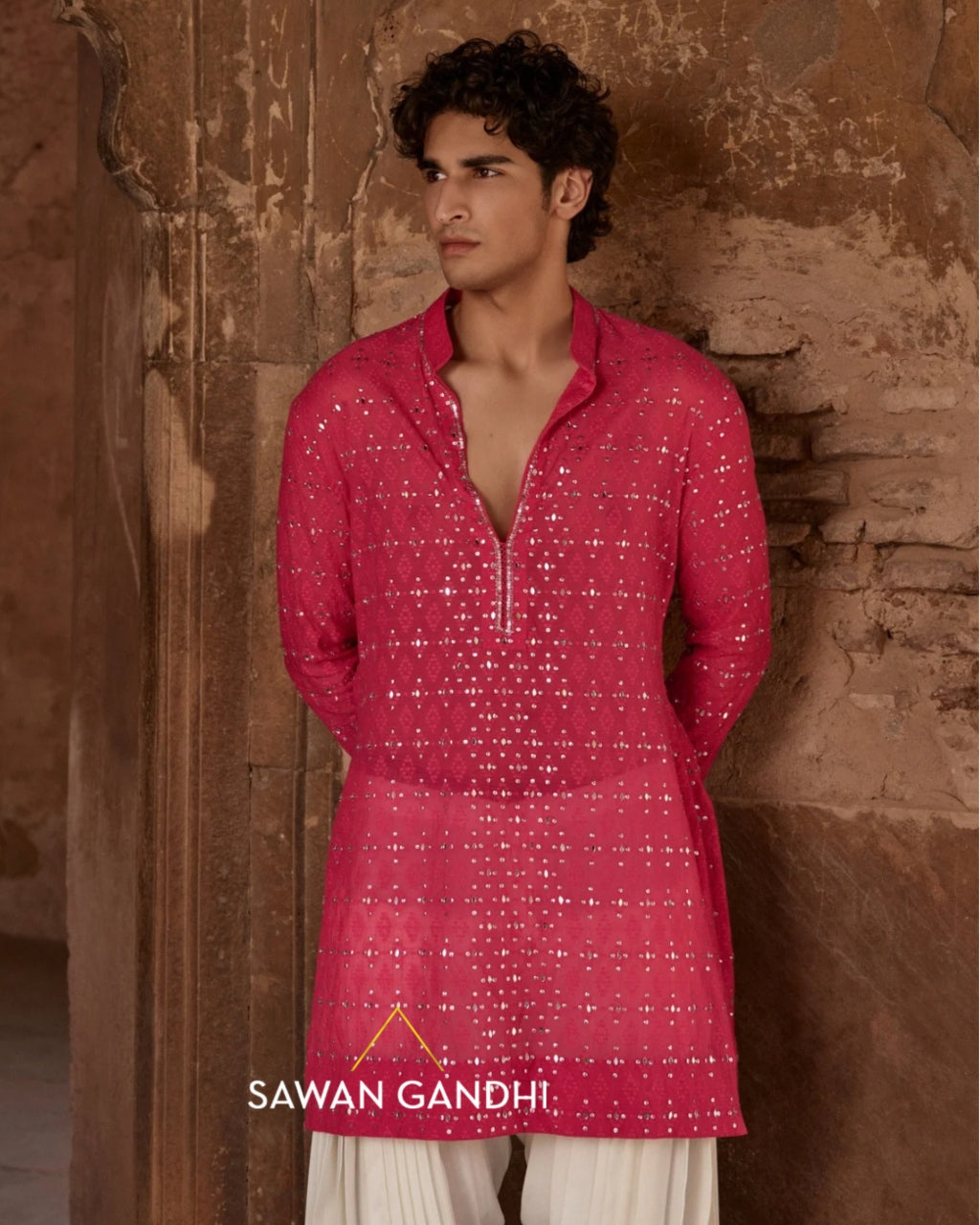 Hot Pink Mirror Kurta Set