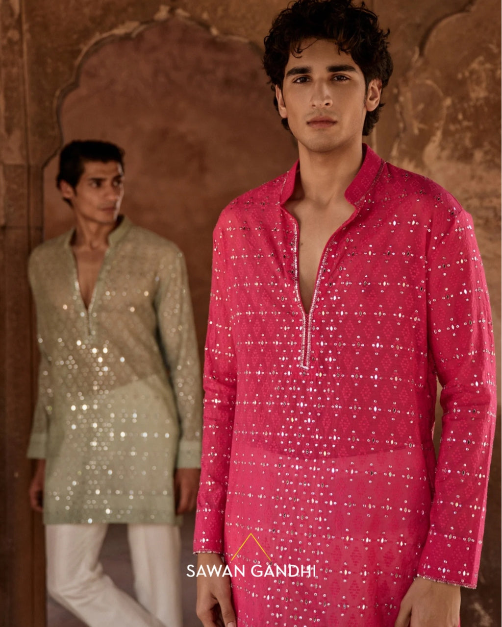 Hot Pink Mirror Kurta Set