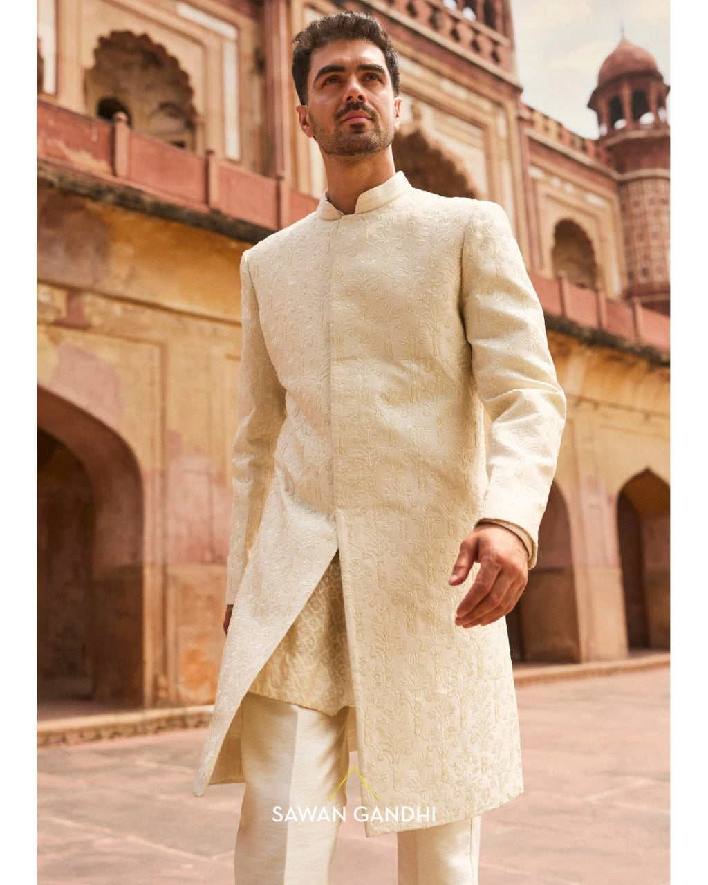 Ivory Threadwork Sherwani Set