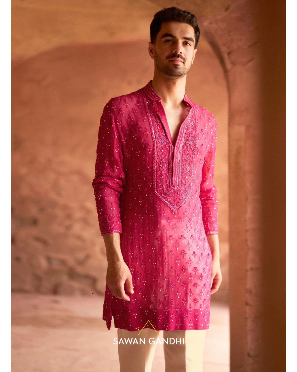 Pink Chikankari Kurta Set