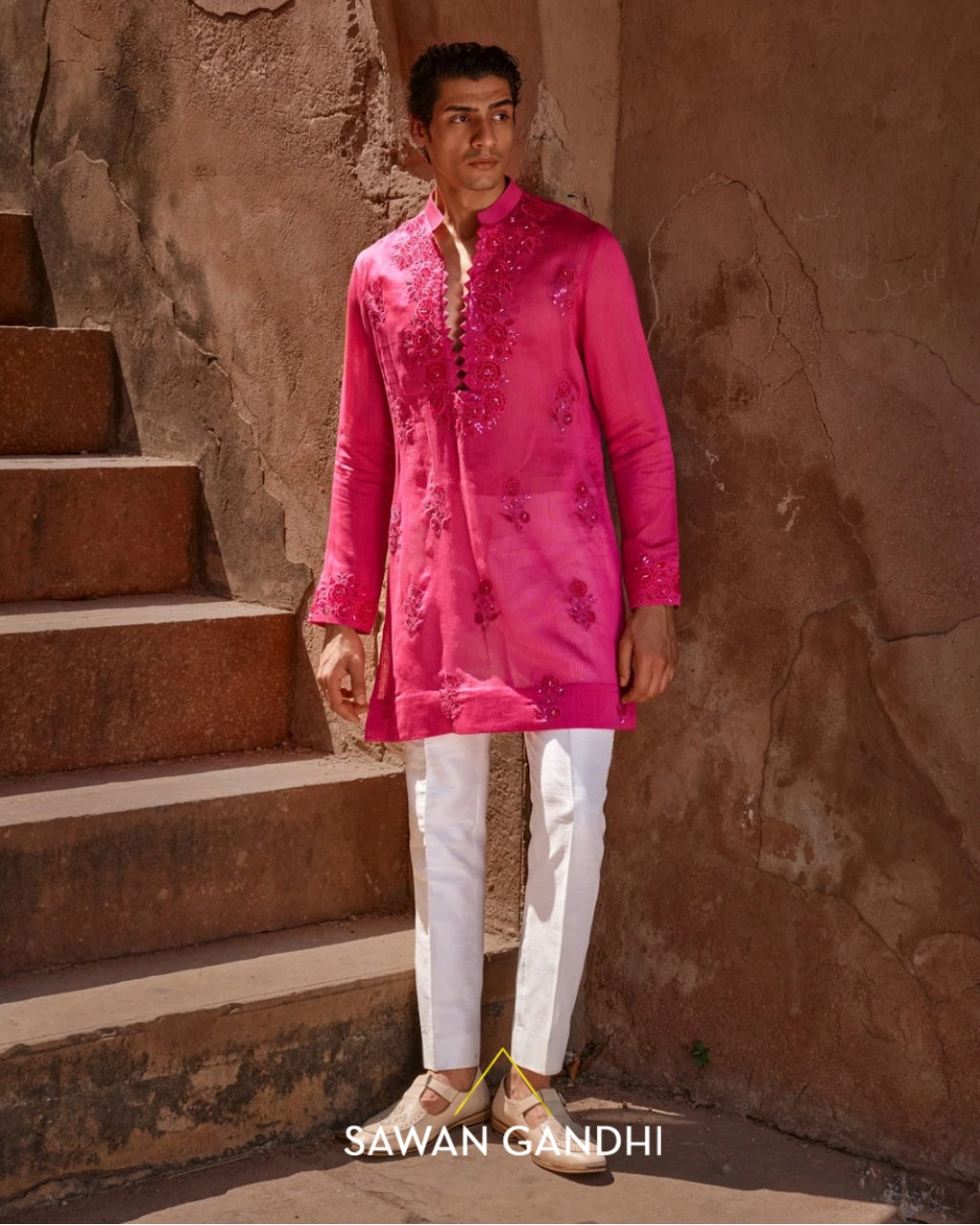 Hot Pink Appliqué Kurta Set