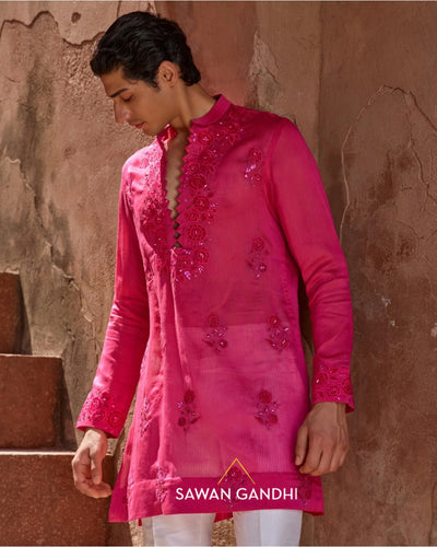 Hot Pink Appliqué Kurta Set