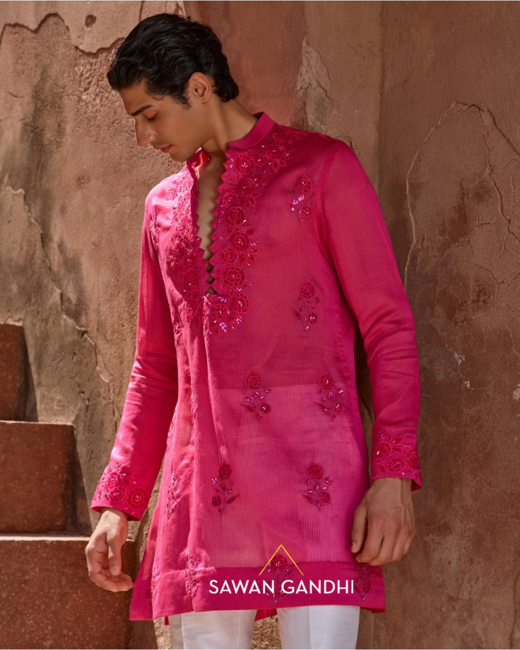 Hot Pink Appliqué Kurta Set