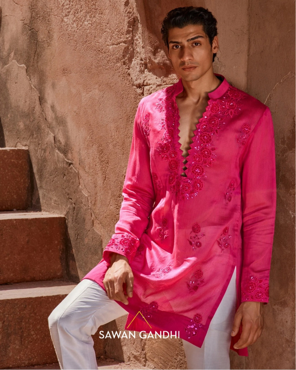 Hot Pink Appliqué Kurta Set