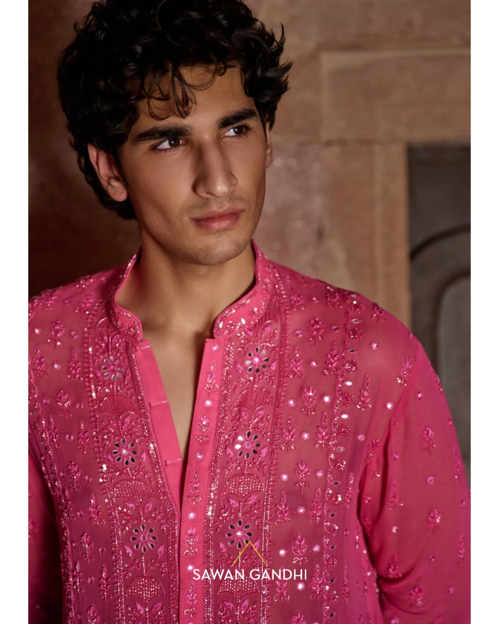 Hot Pink Chikankari Kurta Set