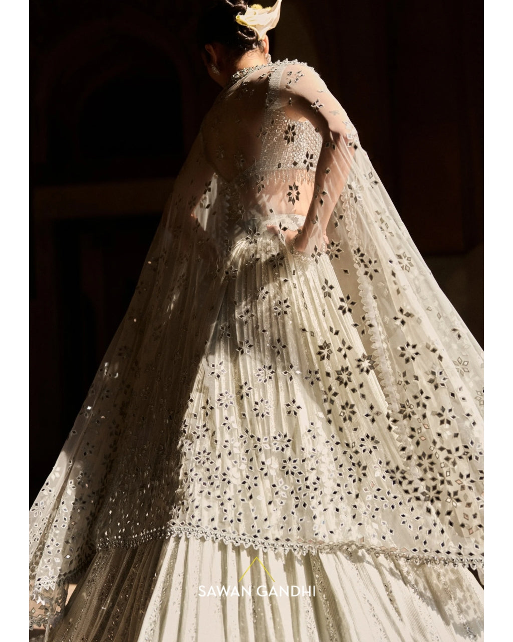 Grey Sequin And Threadwork Vines Lehenga Set