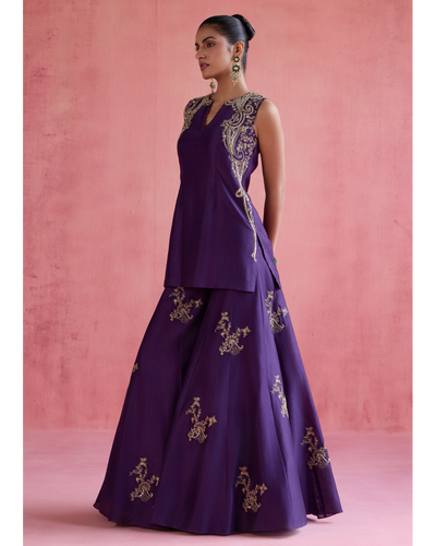 Seher Sharara Set - Purple