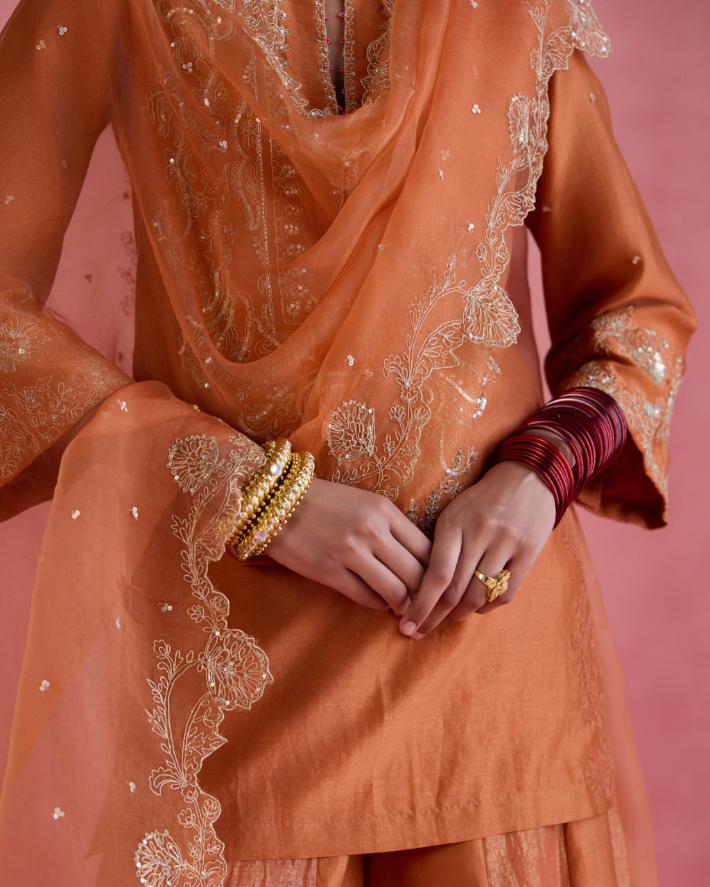 Huma Sharara Set - Orange