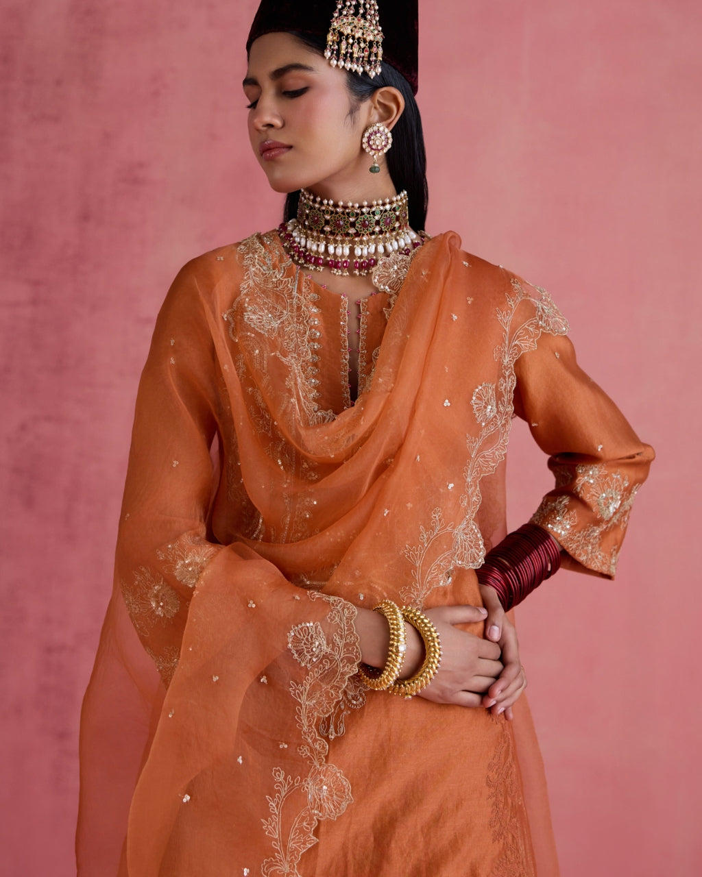 Huma Sharara Set - Orange