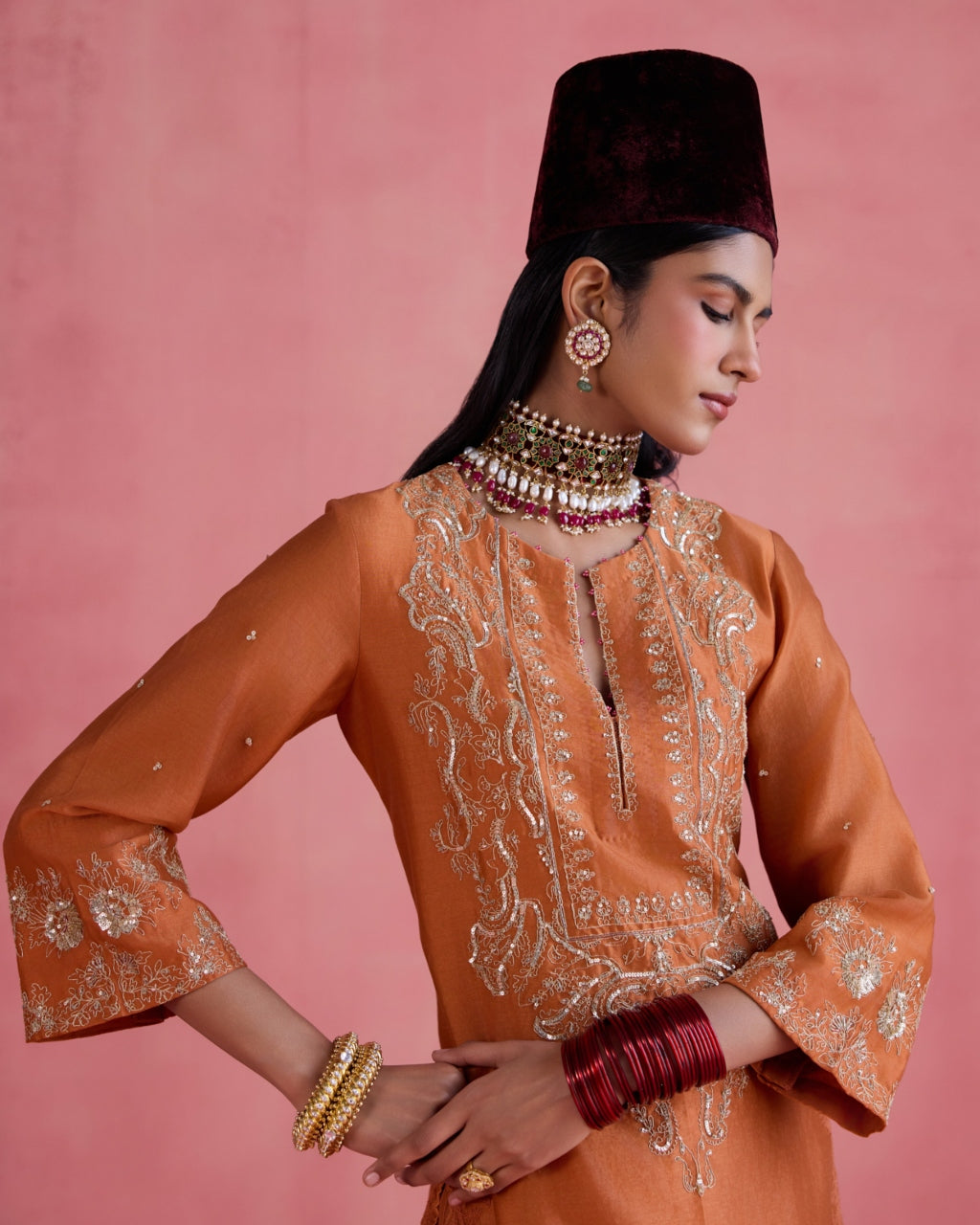 Huma Sharara Set - Orange