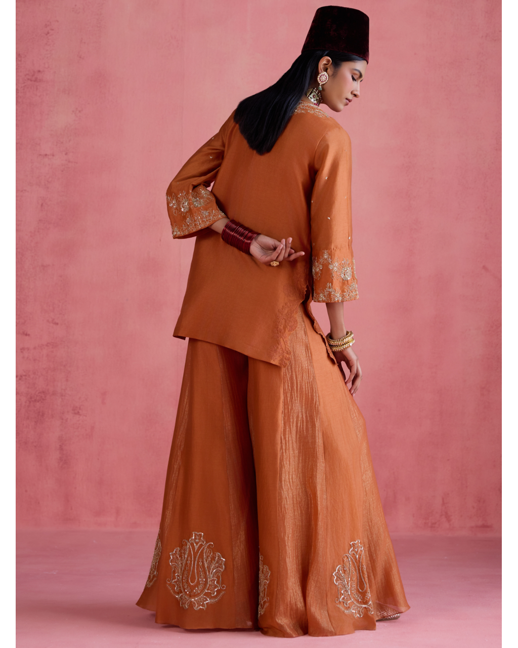 Huma Sharara Set - Orange