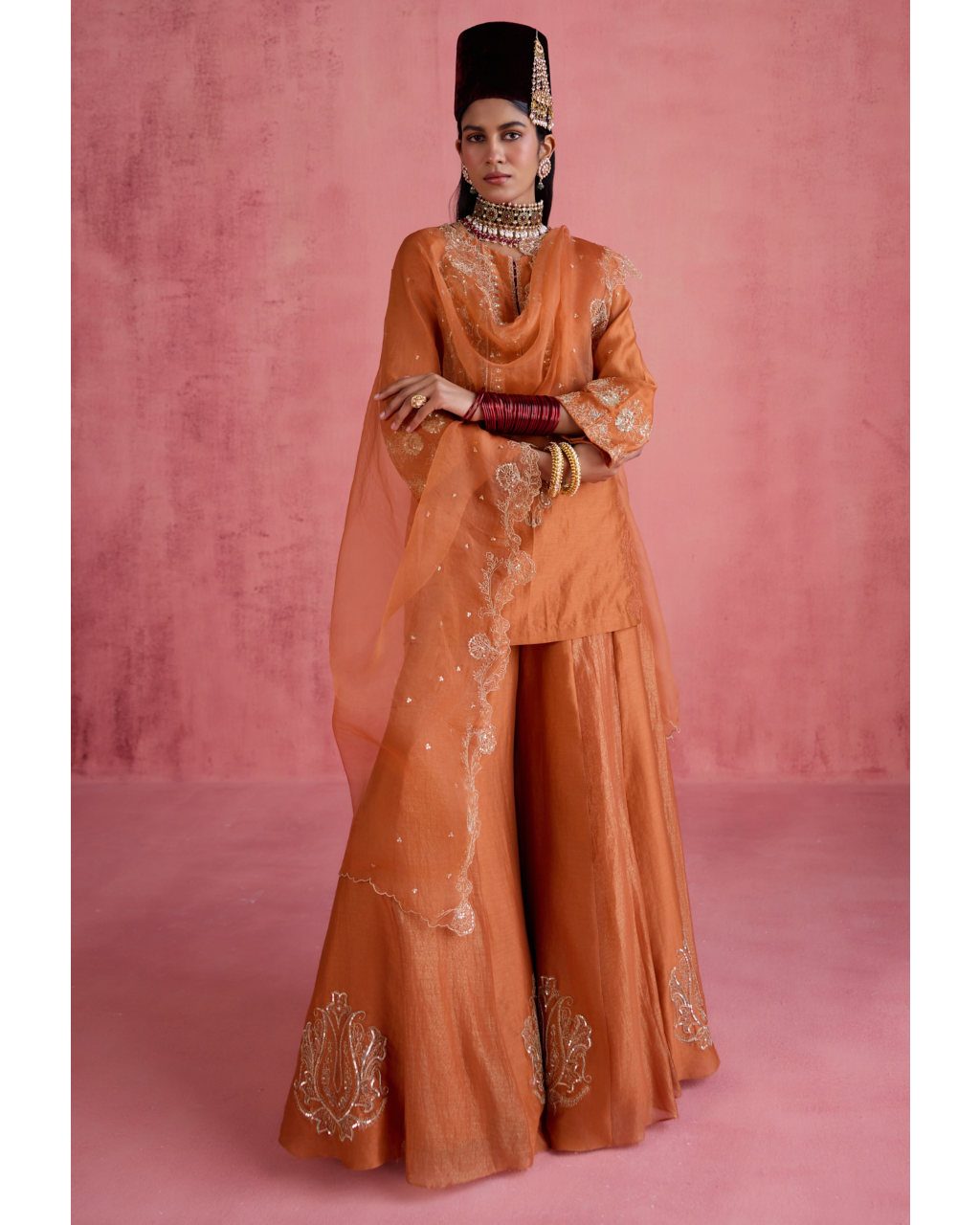 Huma Sharara Set - Orange
