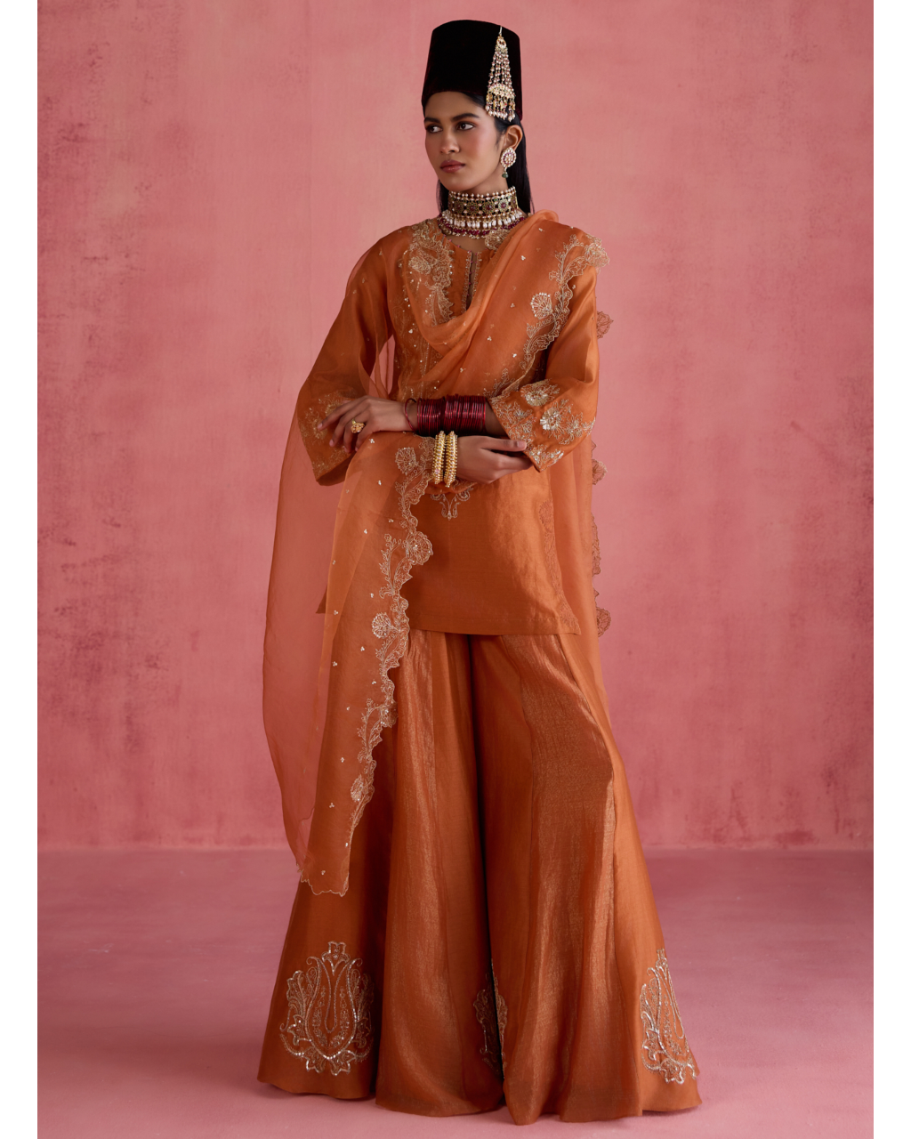Huma Sharara Set - Orange