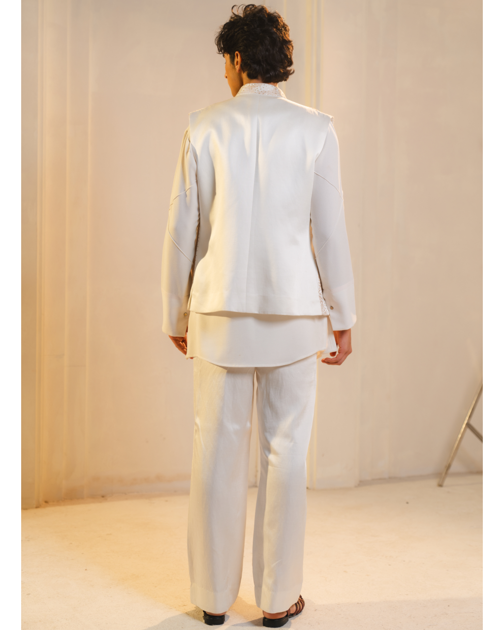 Ivory Hand Embroidered Nehru Jacket Set