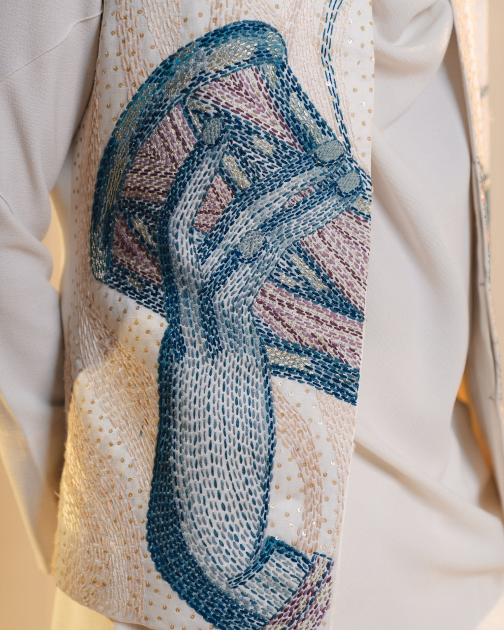 Ivory Hand Embroidered Nehru Jacket Set