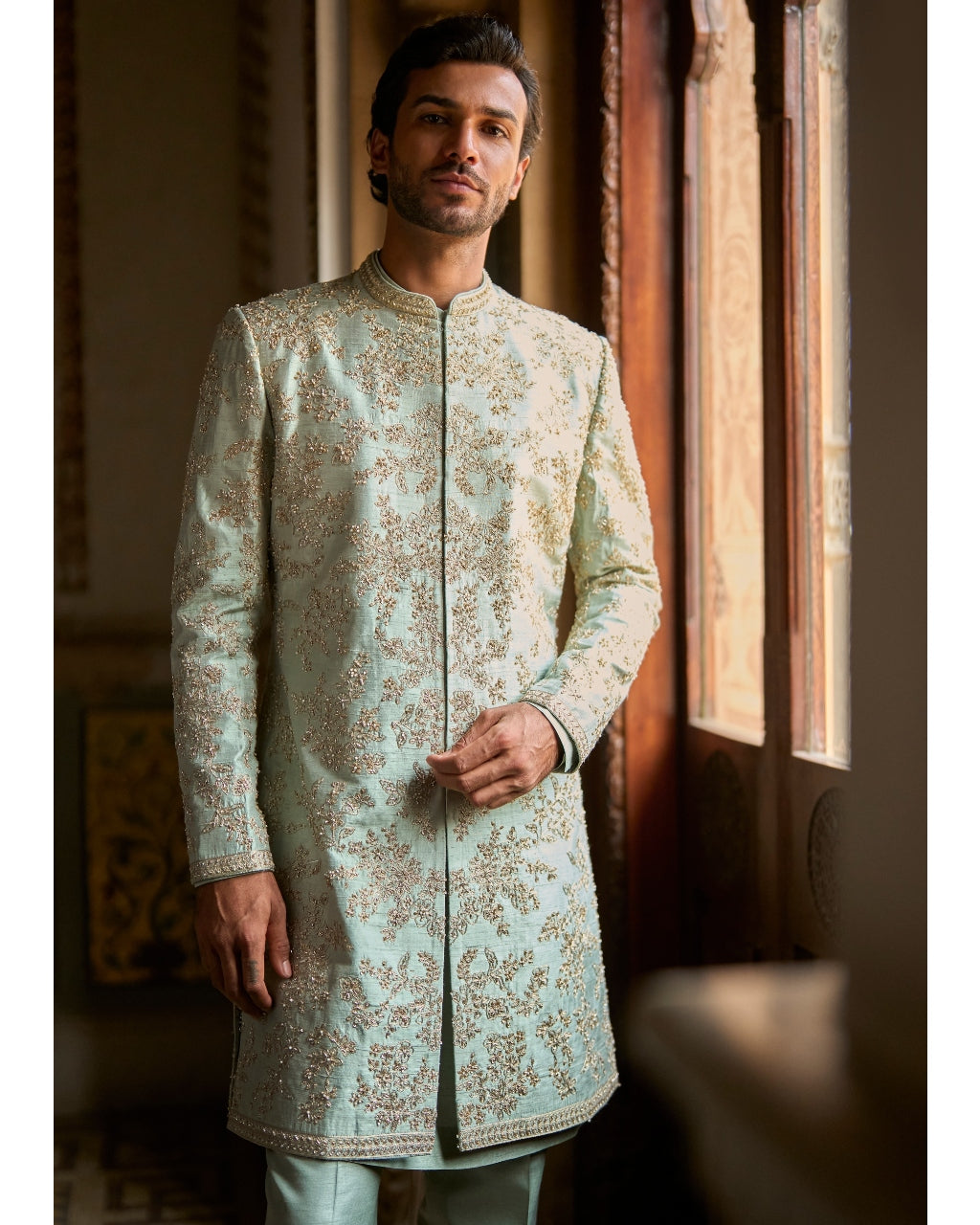 Sage Green Sherwani Set