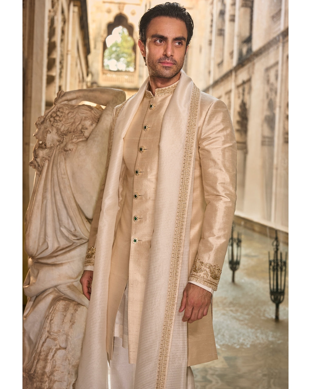 Light Beige Sherwani Set