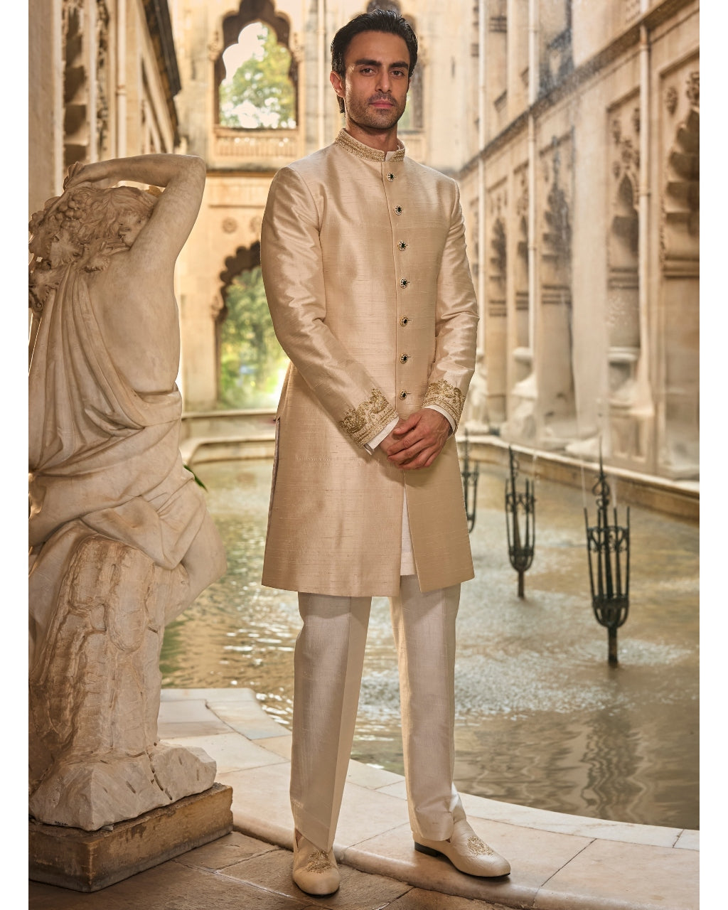 Light Beige Sherwani Set