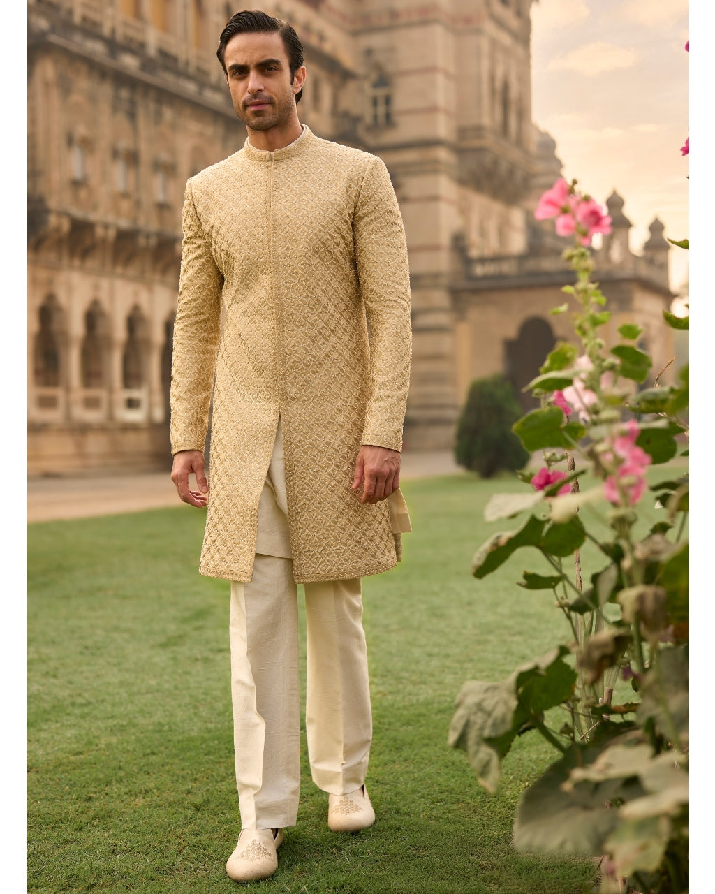 Ivory Gold Sherwani Set