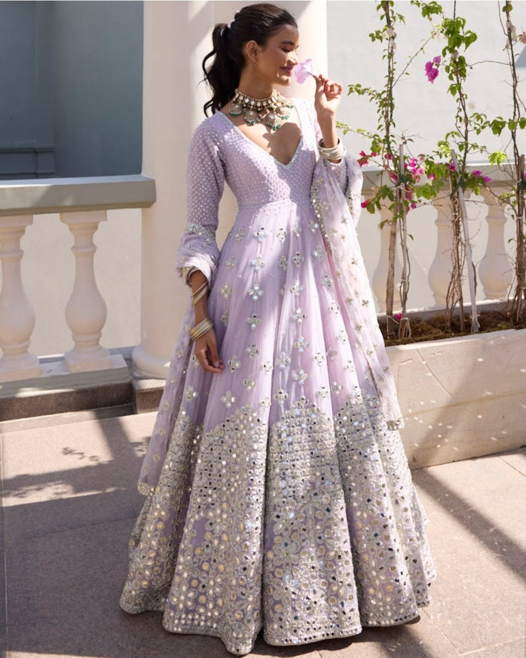 Lilac Anarkali Set