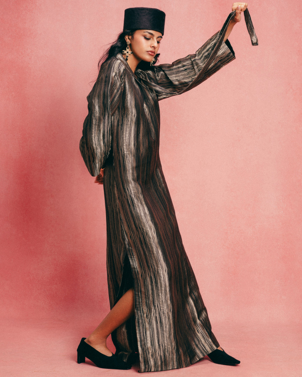 Handwoven Black Banarasi Kaftan