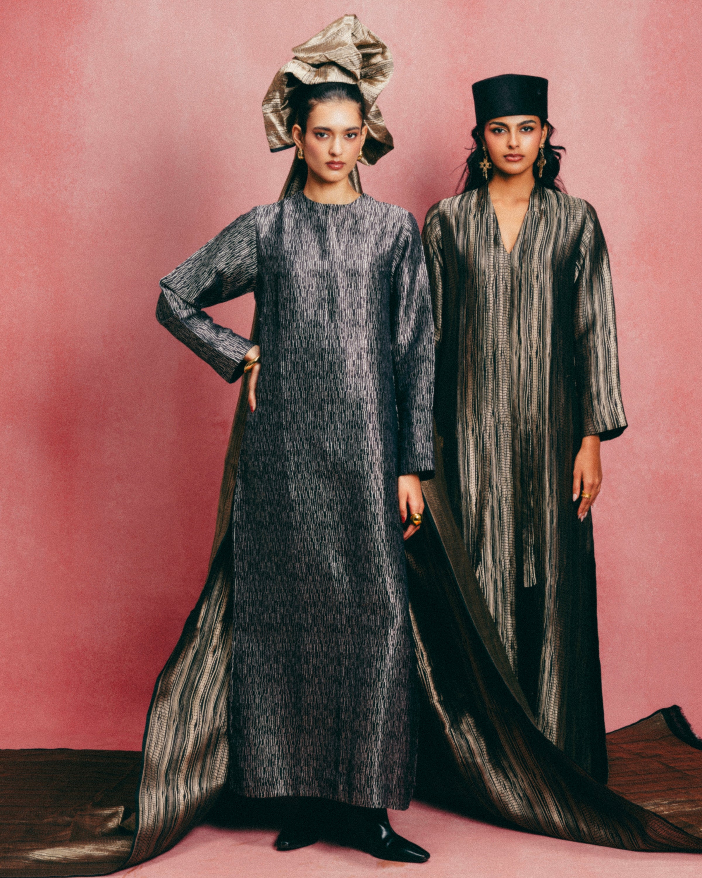 Handwoven Jet Black Banarasi Kaftan