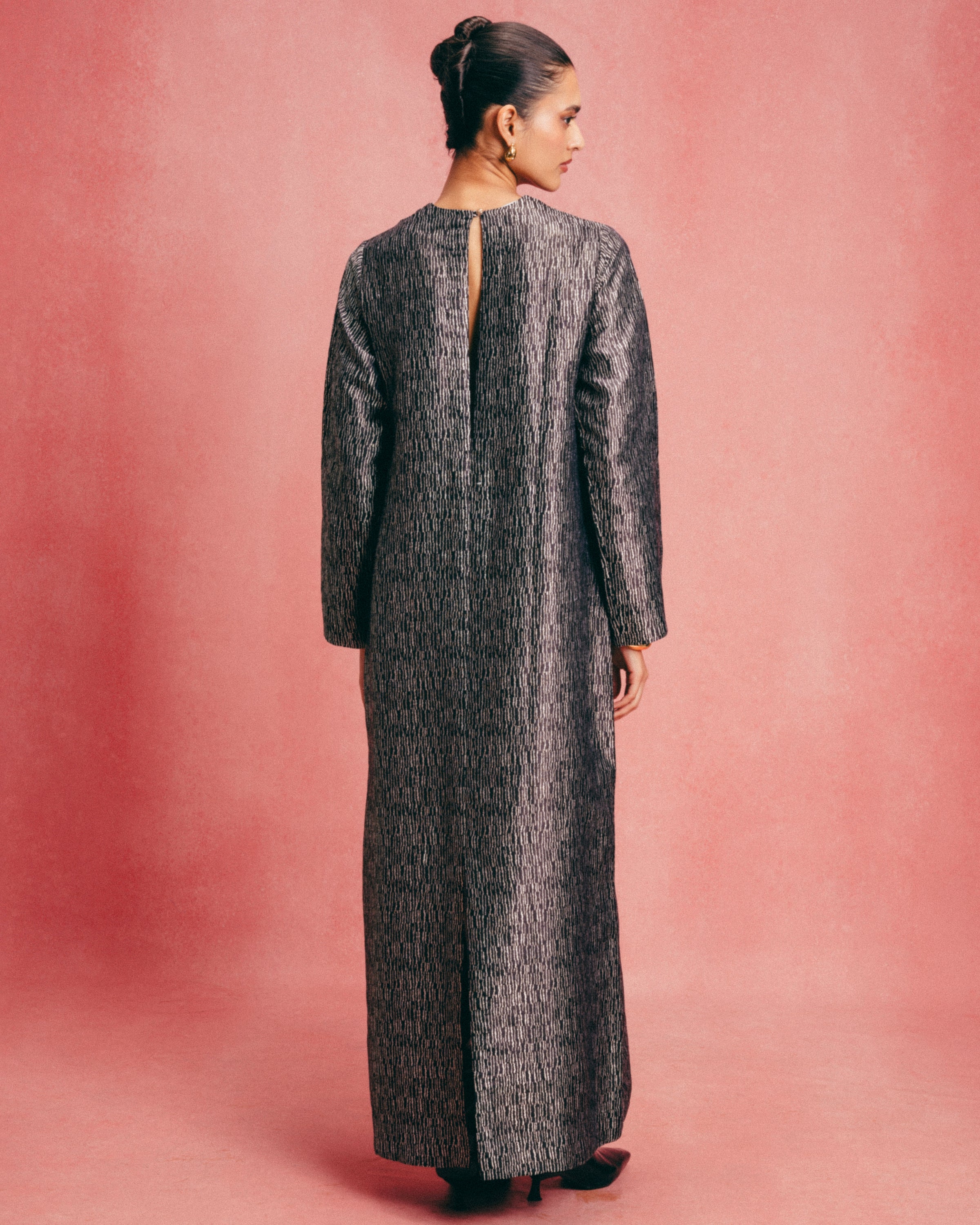 Handwoven Jet Black Banarasi Kaftan