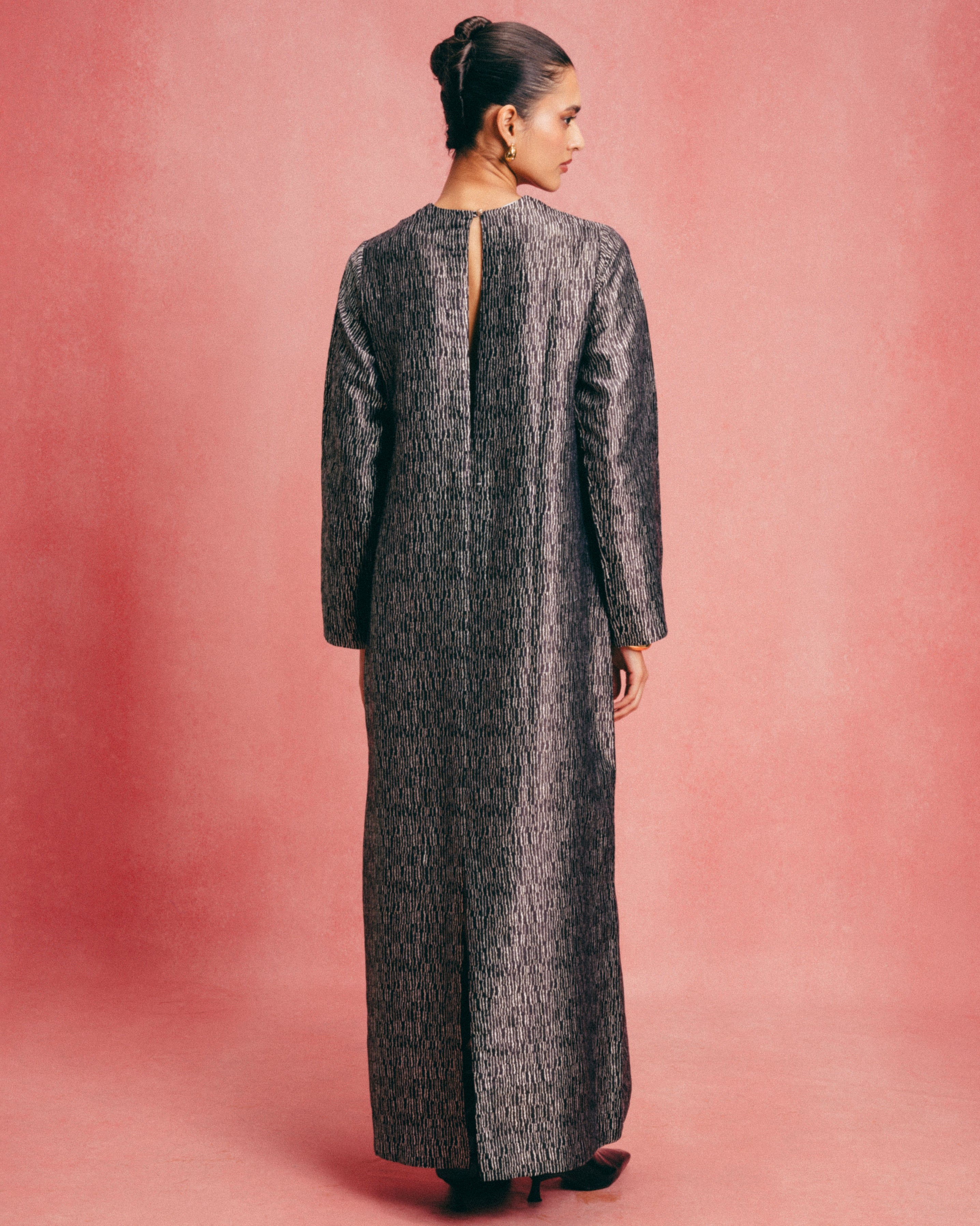 Handwoven Jet Black Banarasi Kaftan