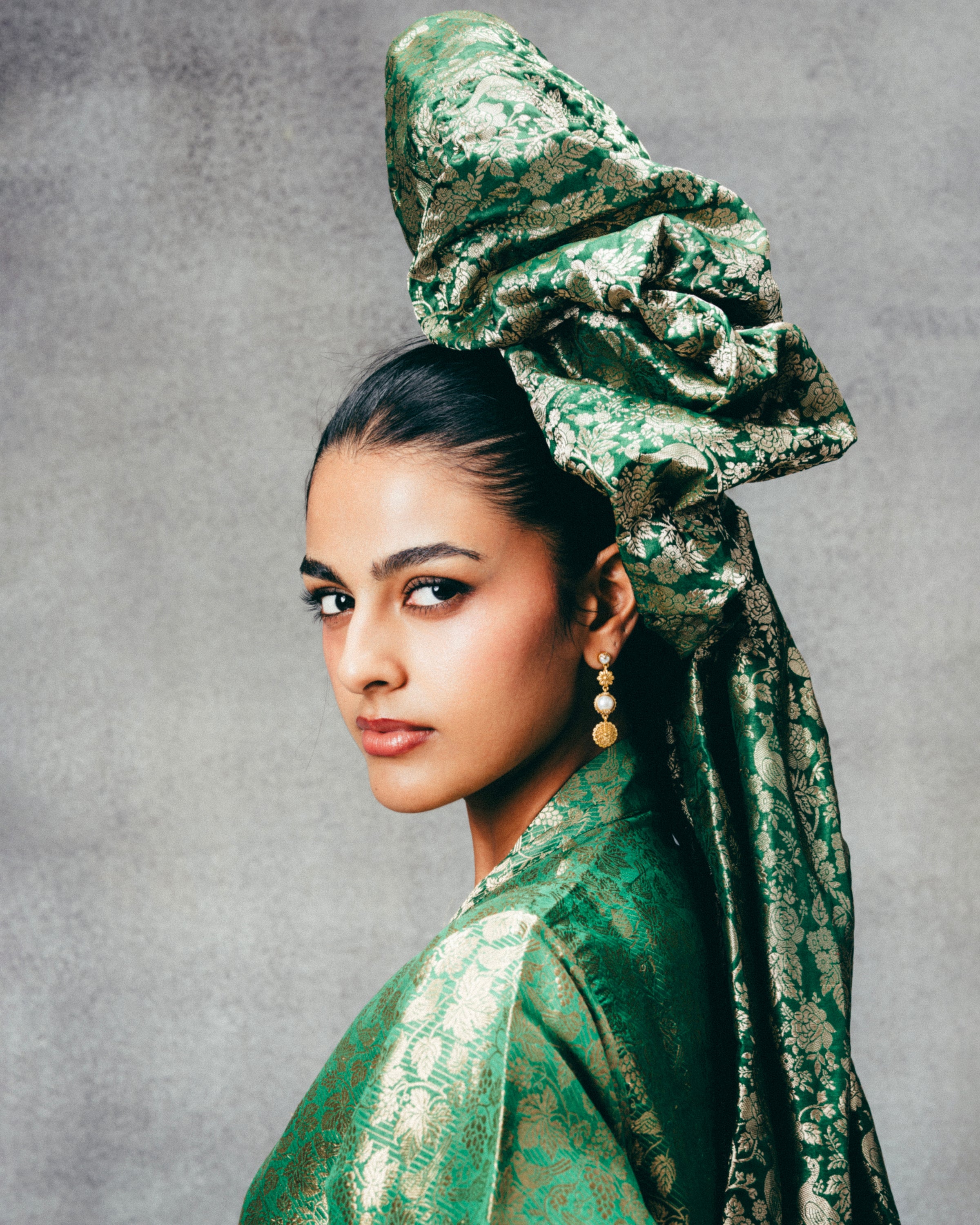 Handwoven Jade Banarasi Kaftan