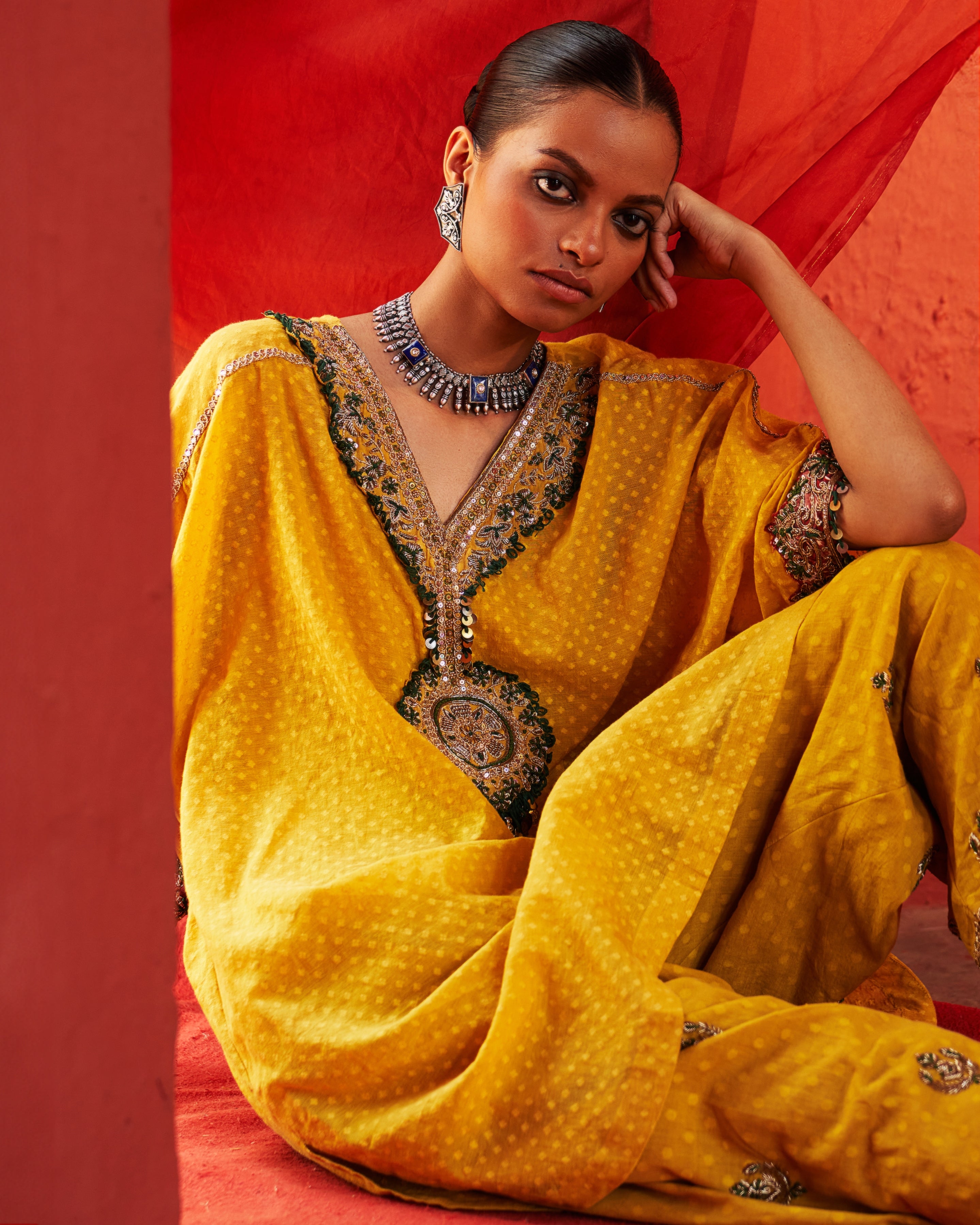 Mustard Short Kurta Set