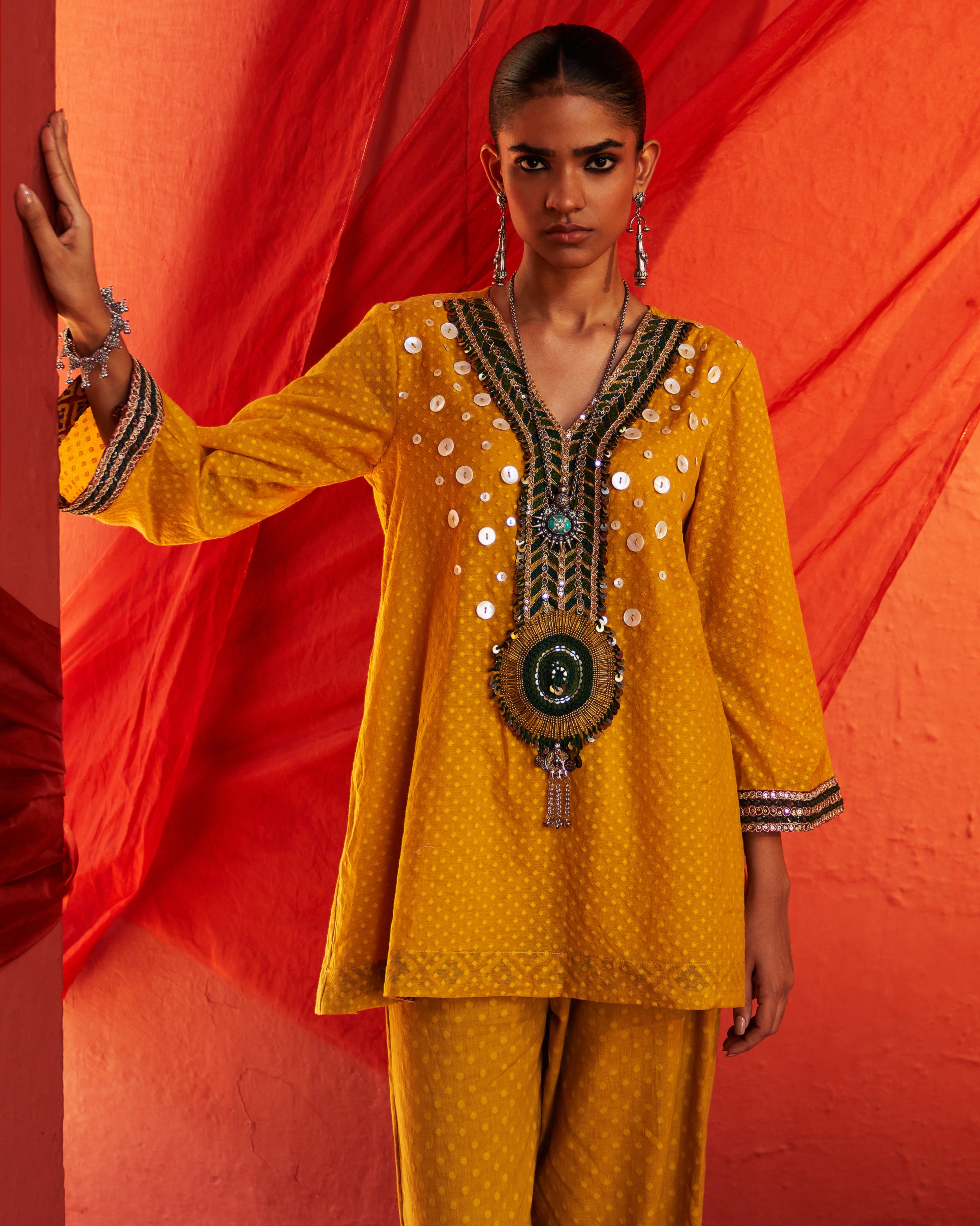 Mustard Embroidered Co-Ord Set