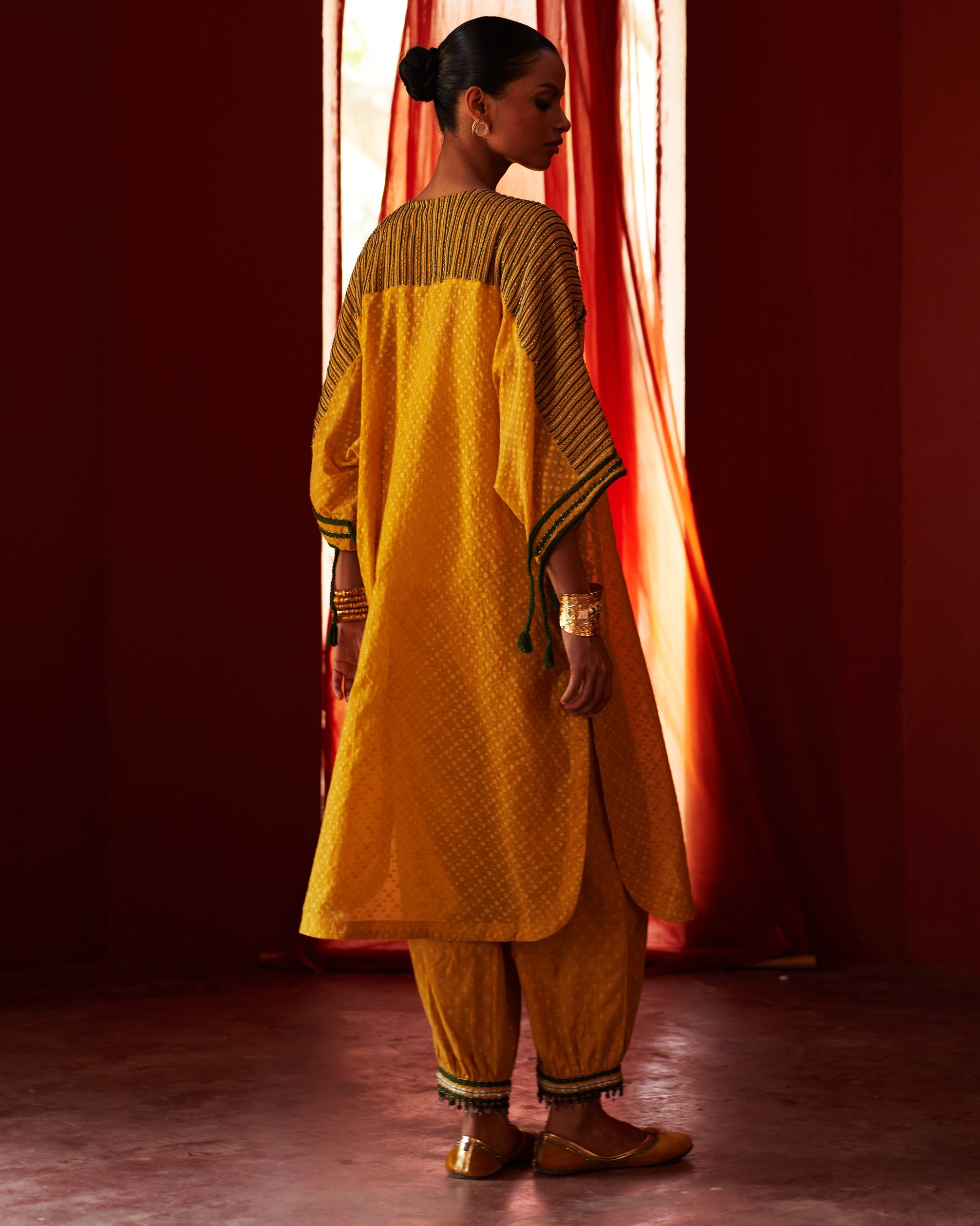 Mustard Kaftan Kurta Set