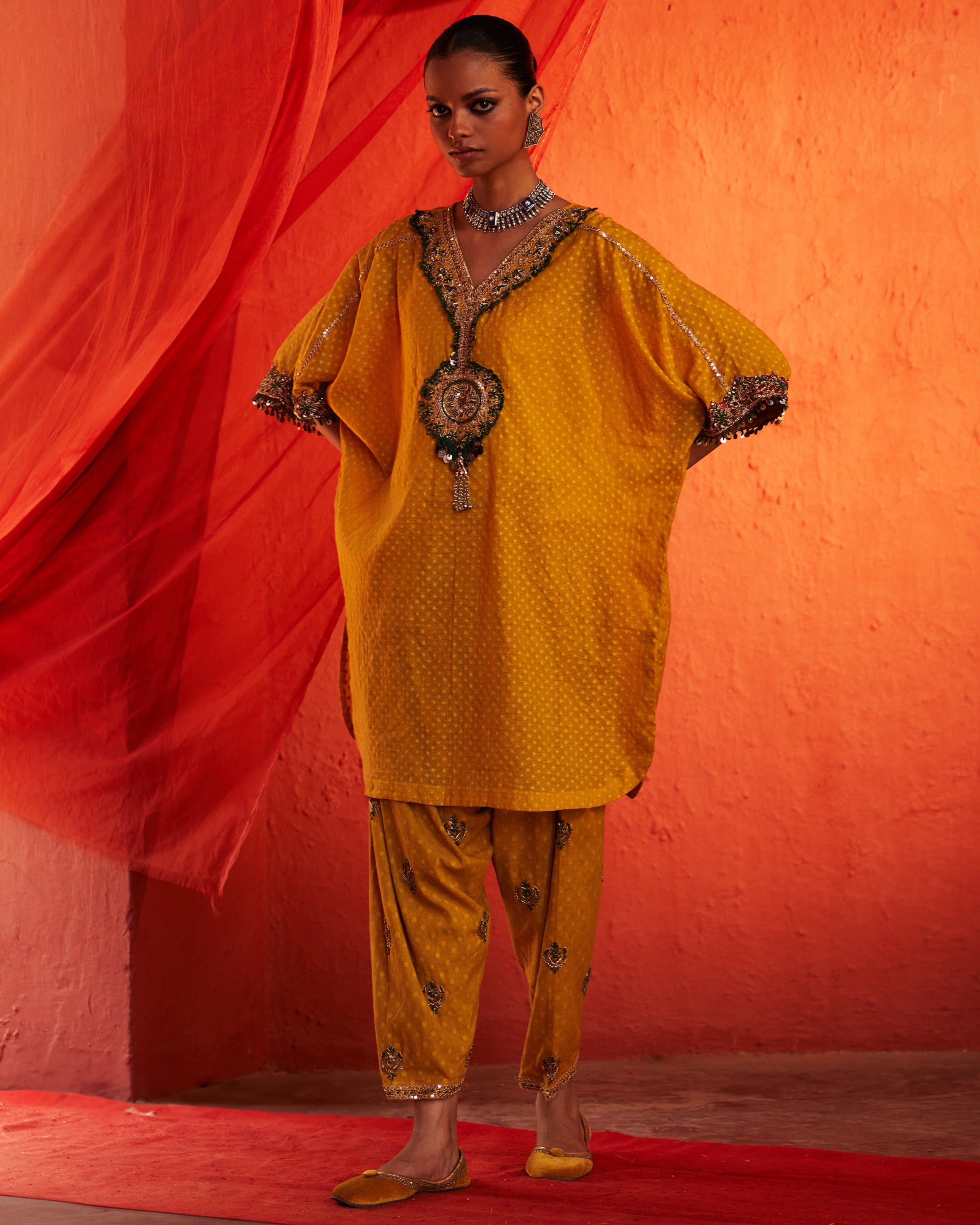 Mustard Short Kurta Set