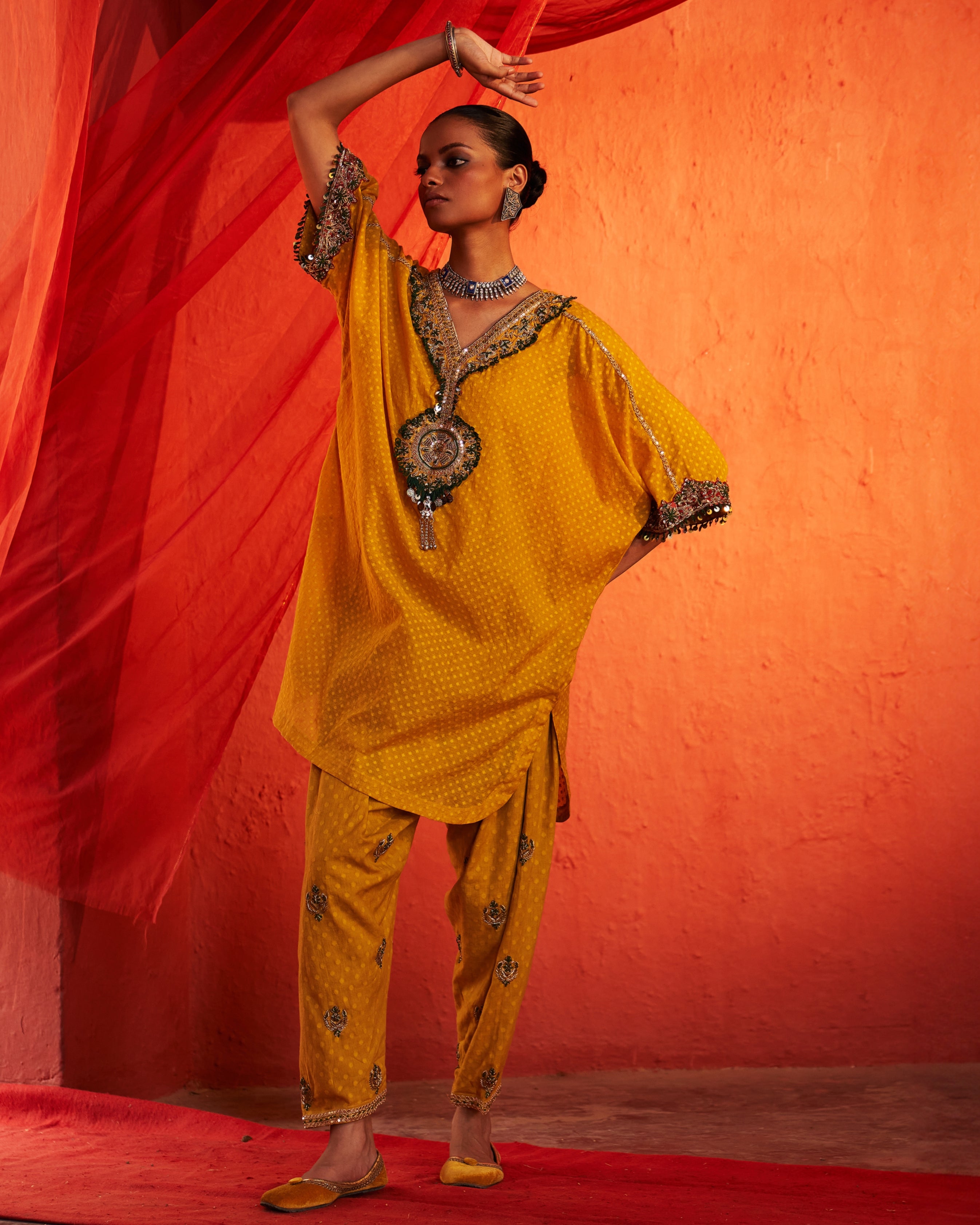 Mustard Short Kurta Set