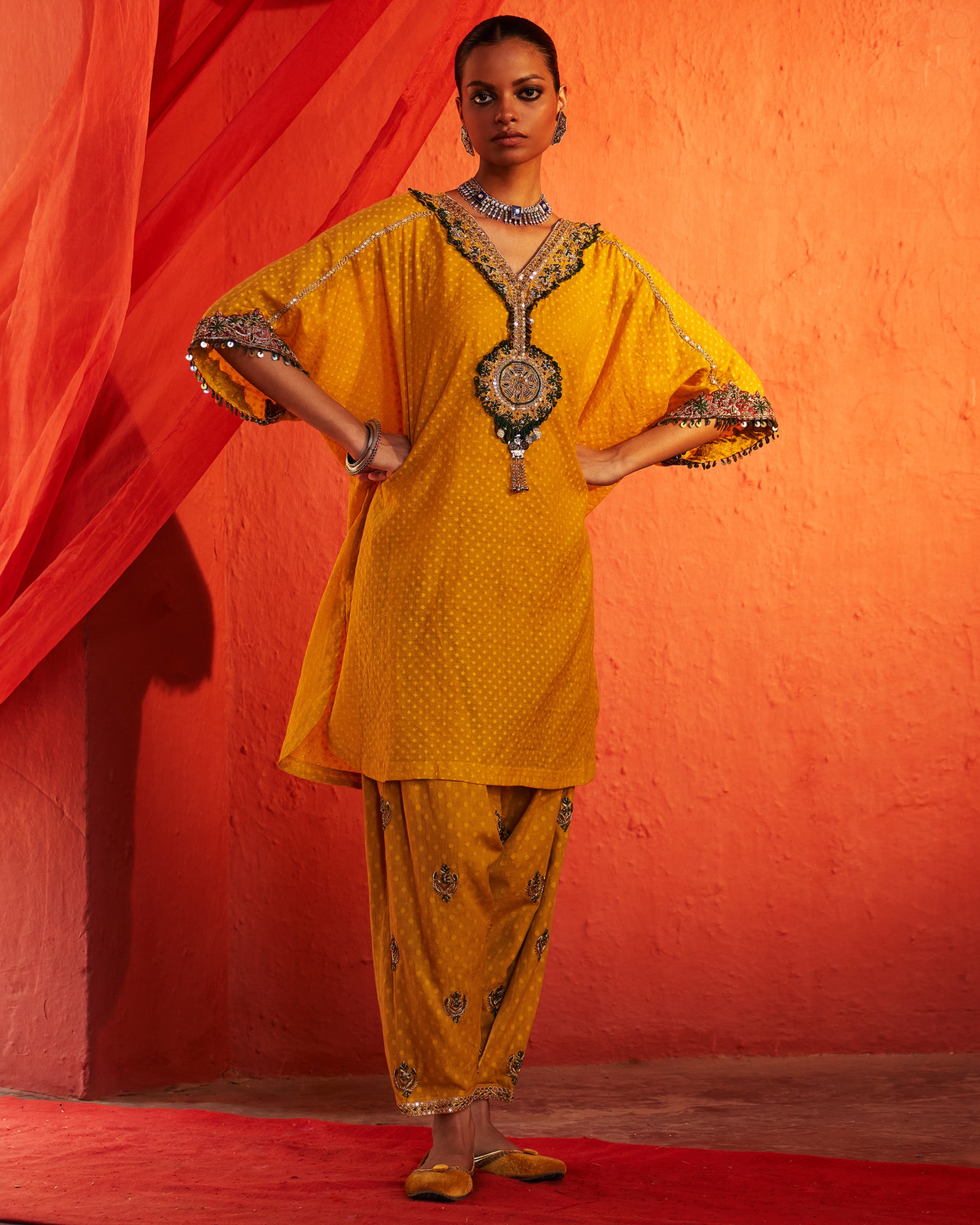 Mustard Short Kurta Set