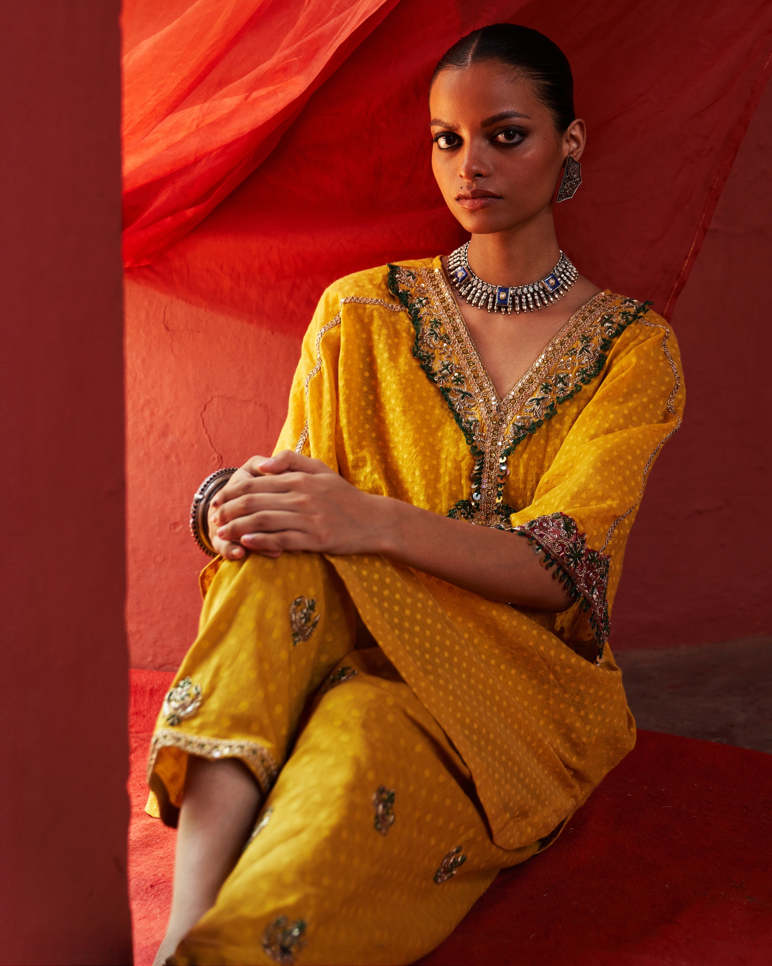 Mustard Short Kurta Set