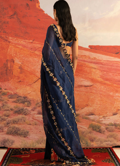 Sapphire Peri Golden Skein Sari