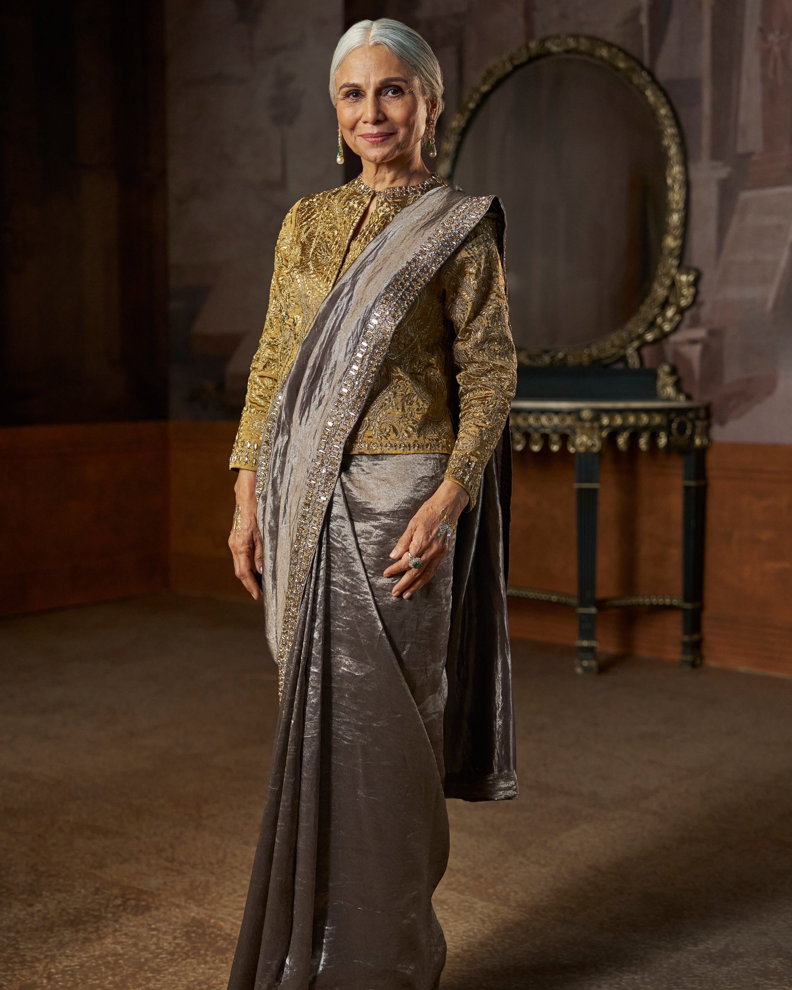 Grey Tissue Sari